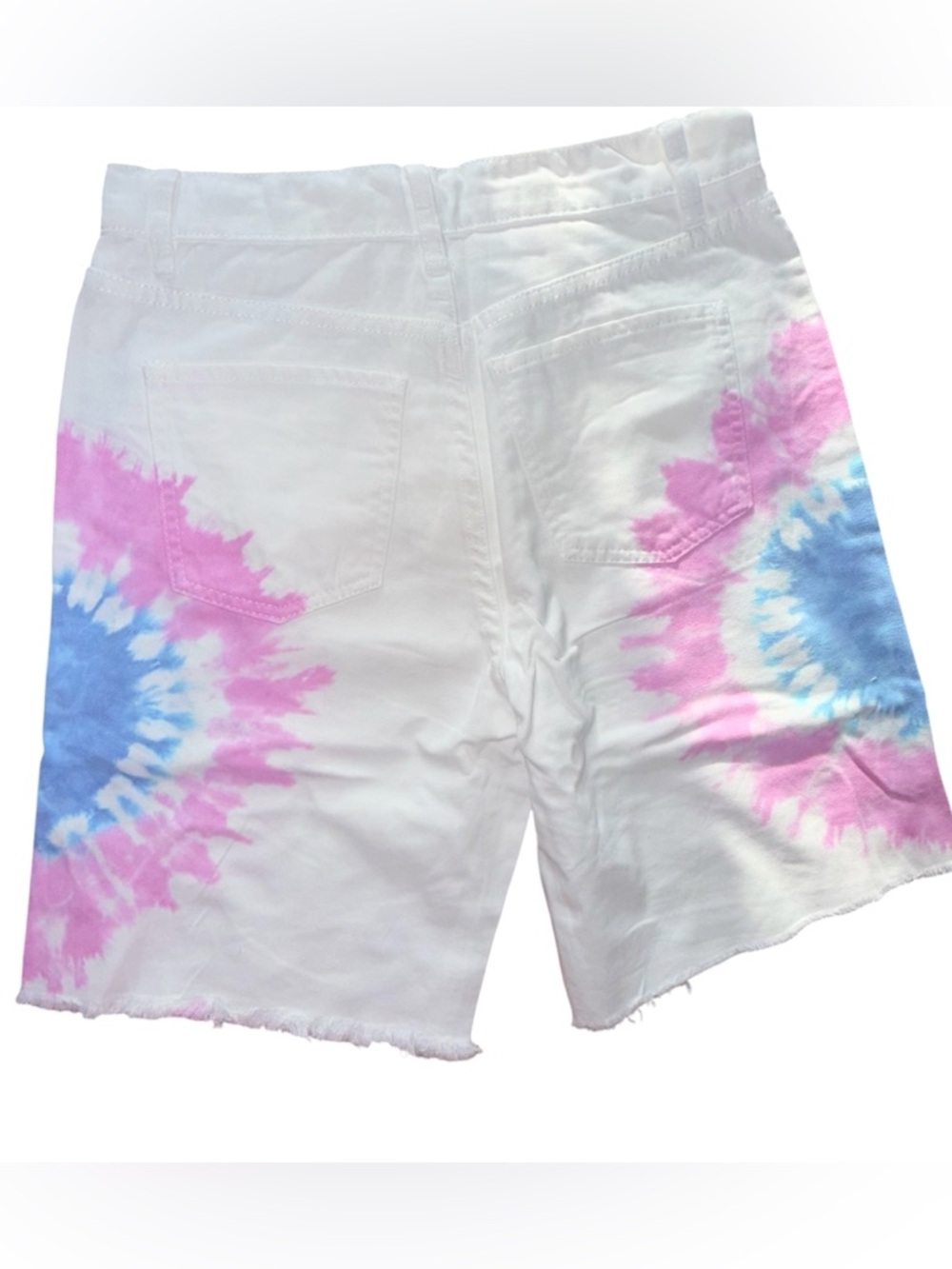 Easel White Cotton 5-Pocket Tie-Dyed Bermuda Shorts, M - Picture 2 of 9
